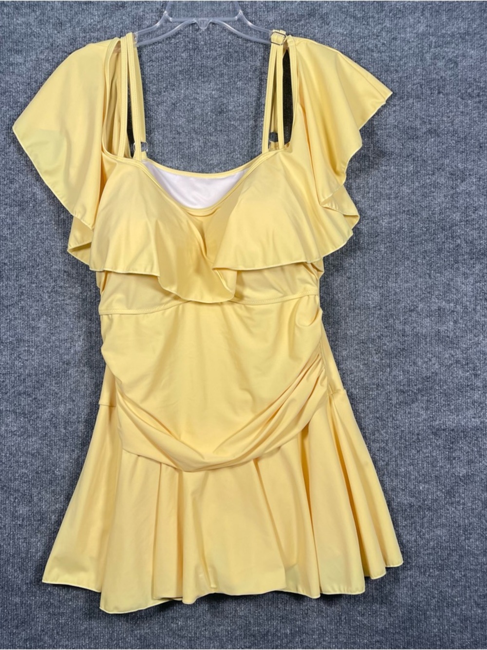 Cocopear Womens 3XL Yellow Tummy Control Cupped One Piece Swim Shorts Dress - Picture 2 of 12